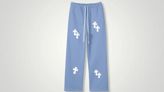 Chrome cross straight fleece pants - ThornsofVictory