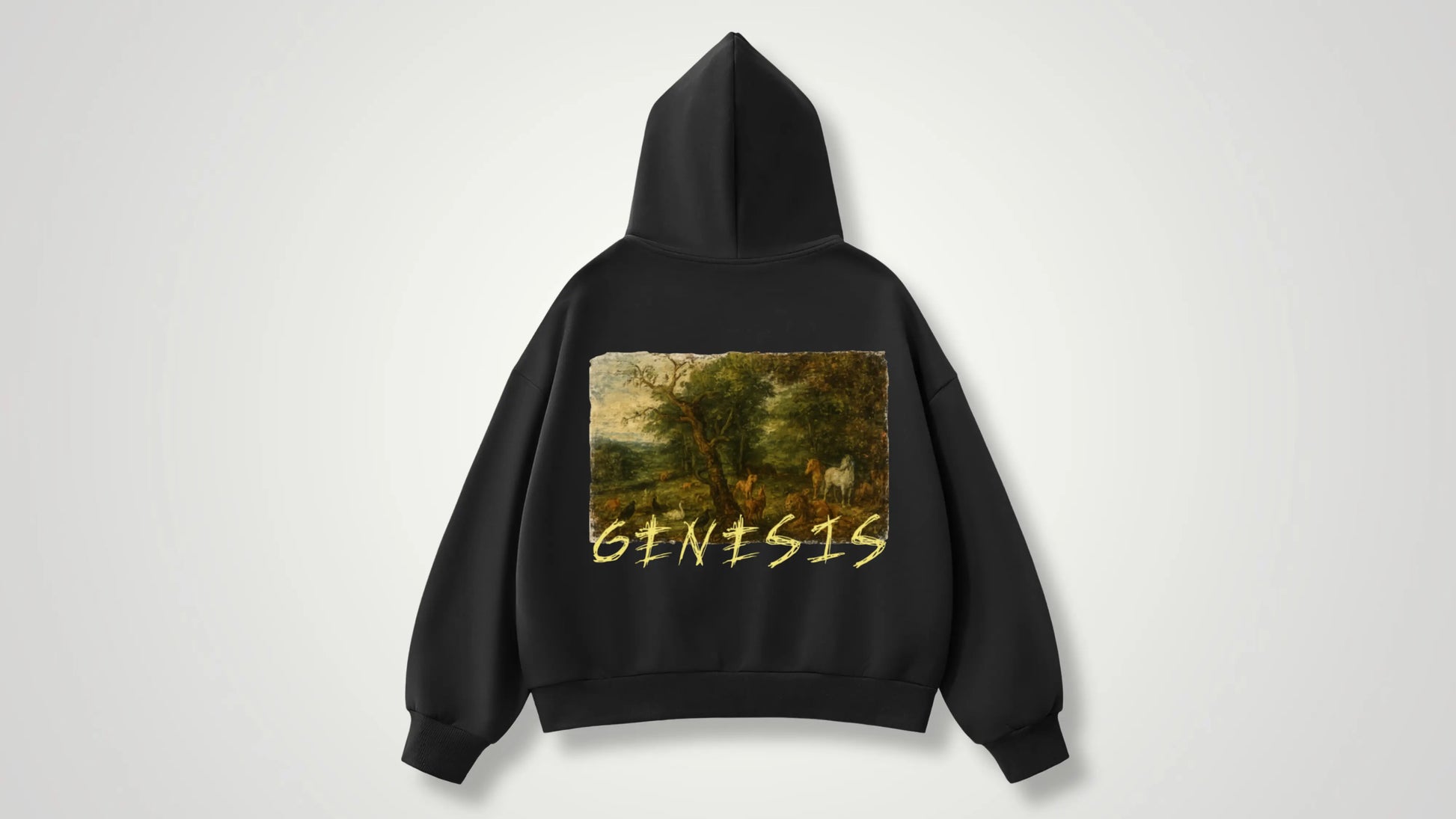 garden of Eden illustration genesis 1:1 boxy zip up - ThornsofVictory