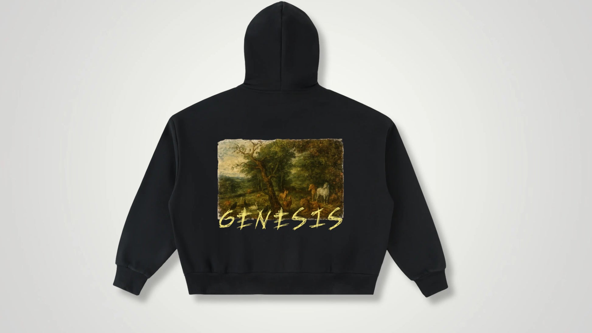 garden of Eden illustration genesis 1:1 boxy zip up - ThornsofVictory