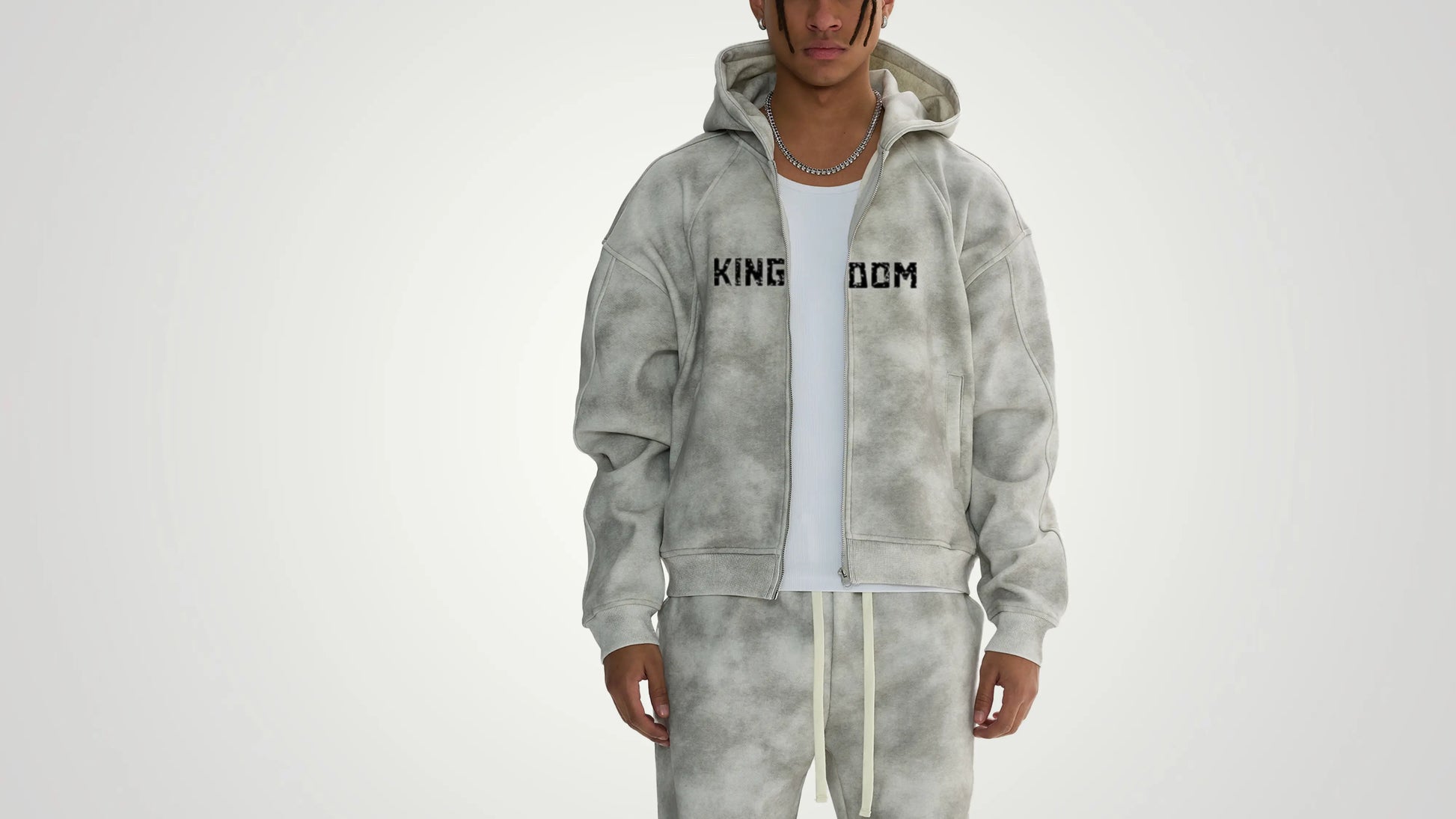 Kingdom dirty  wash boxy zip up - ThornsofVictory