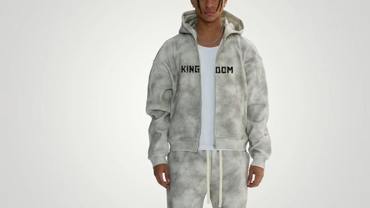 Kingdom dirty  wash boxy zip up - ThornsofVictory