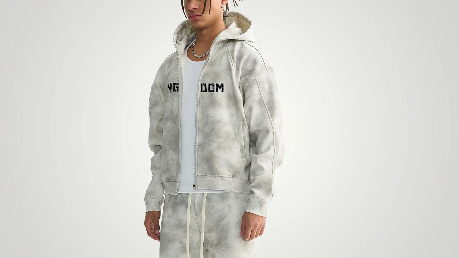Kingdom dirty  wash boxy zip up - ThornsofVictory