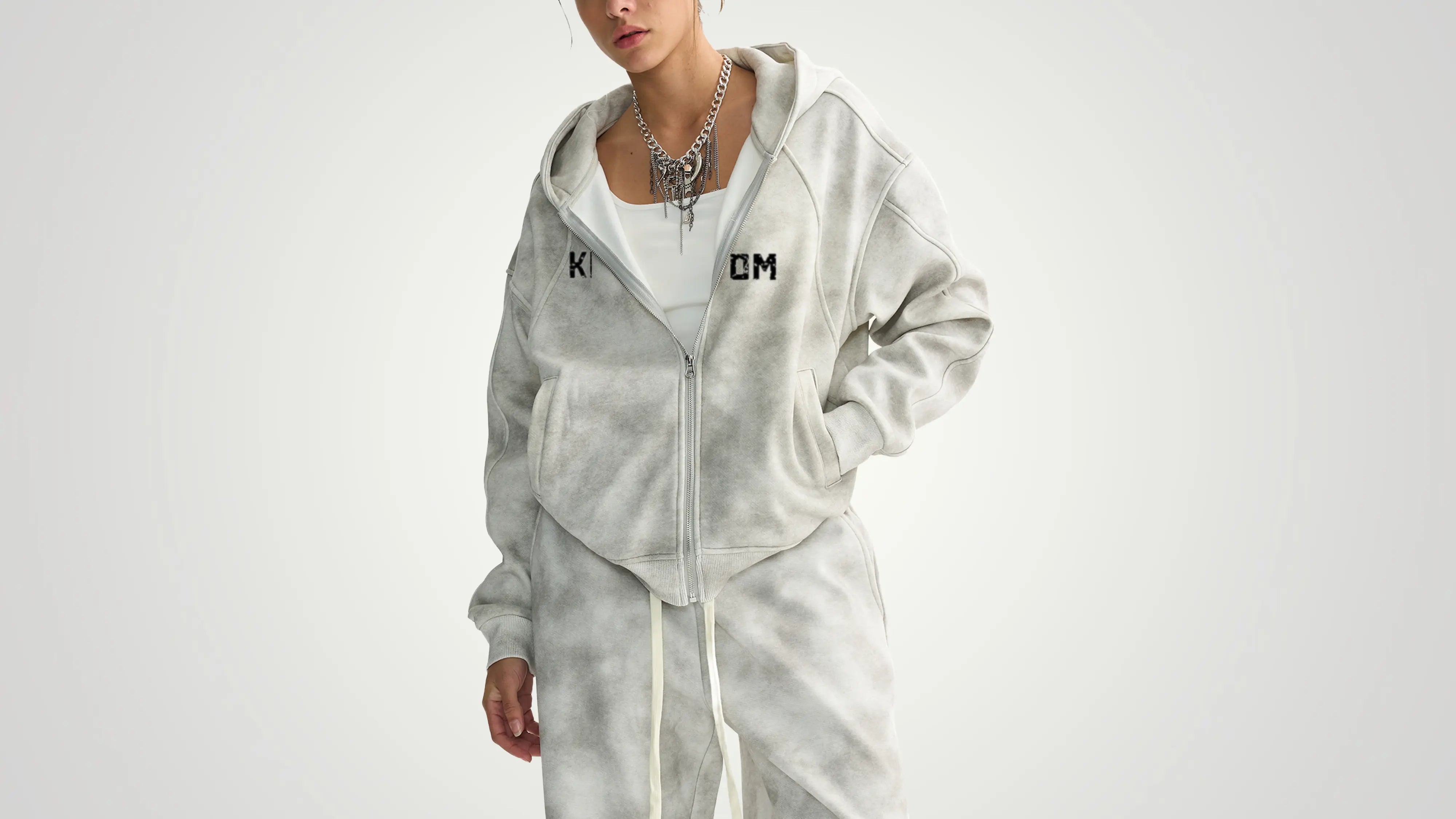 Kingdom dirty  wash boxy zip up - ThornsofVictory