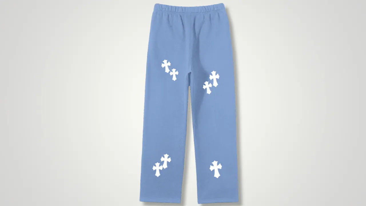 Chrome cross straight fleece pants - ThornsofVictory
