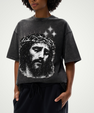 Jesus Christ illustration acid wash oversize tee - ThornsofVictory