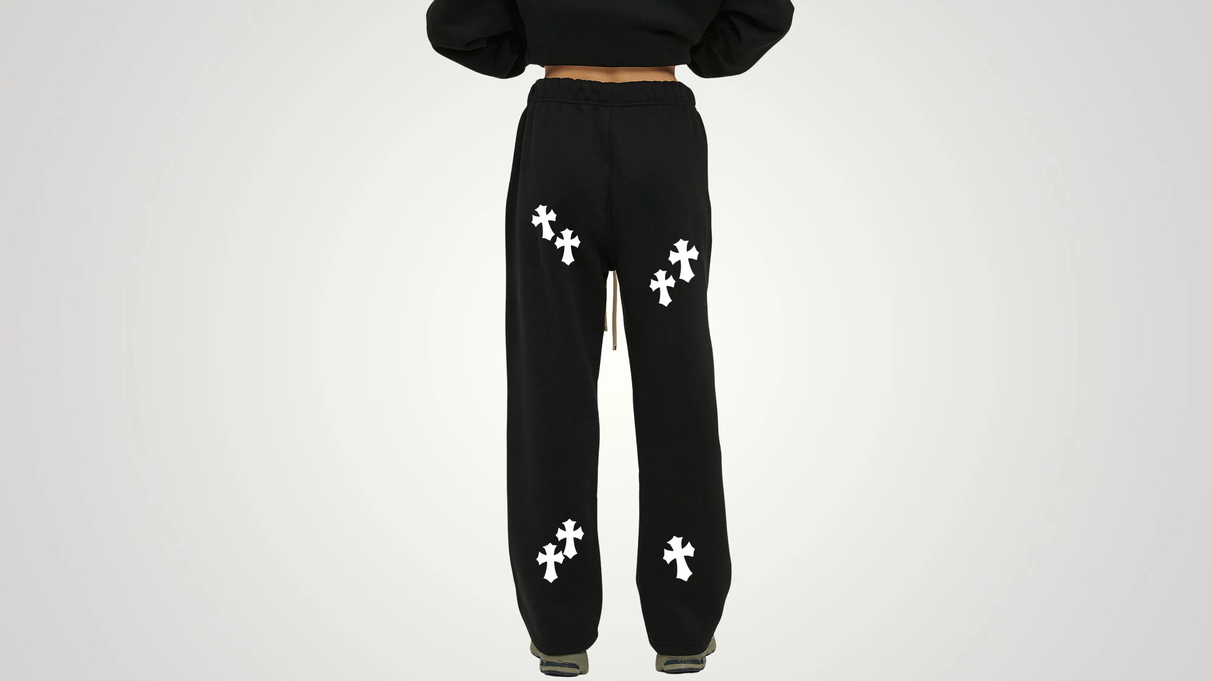 Chrome cross straight fleece pants - ThornsofVictory